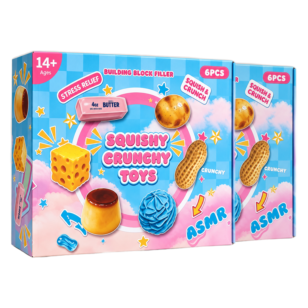 Two CrunchPantry Crunchy Squishy Set retail boxes