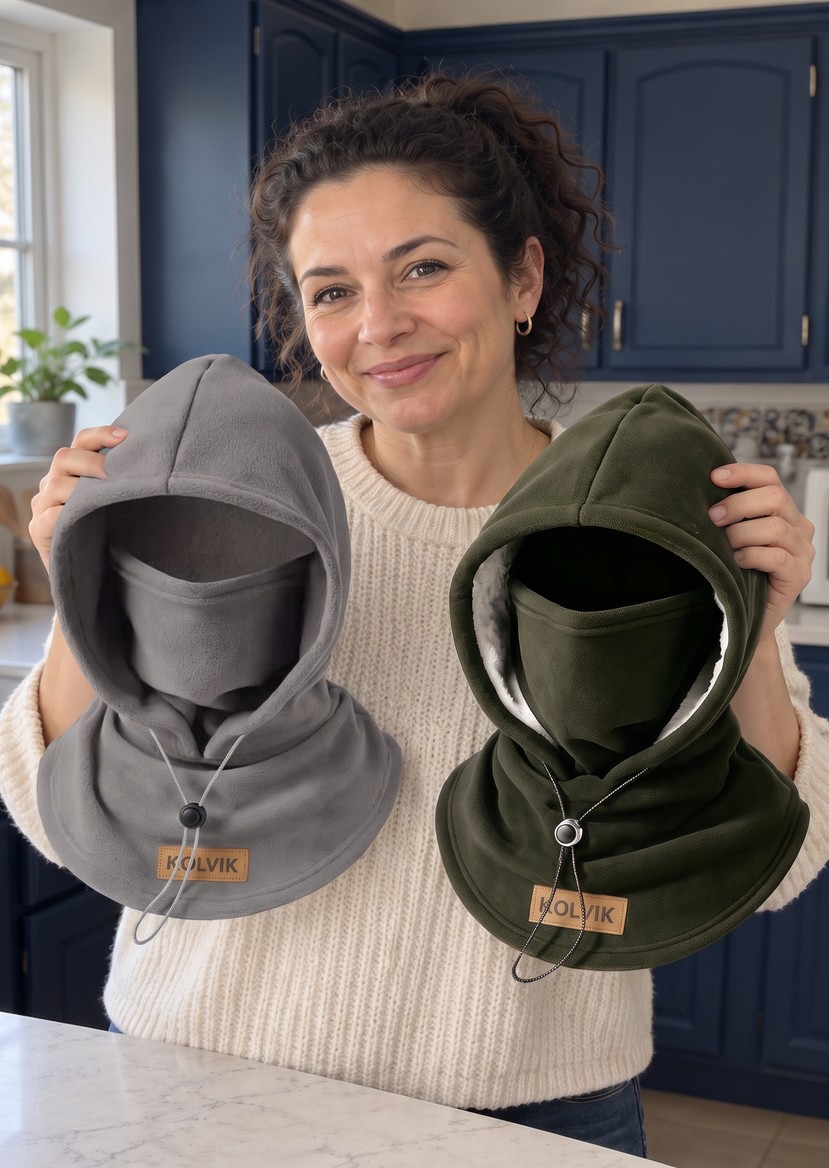 Dana holding her two hoods
