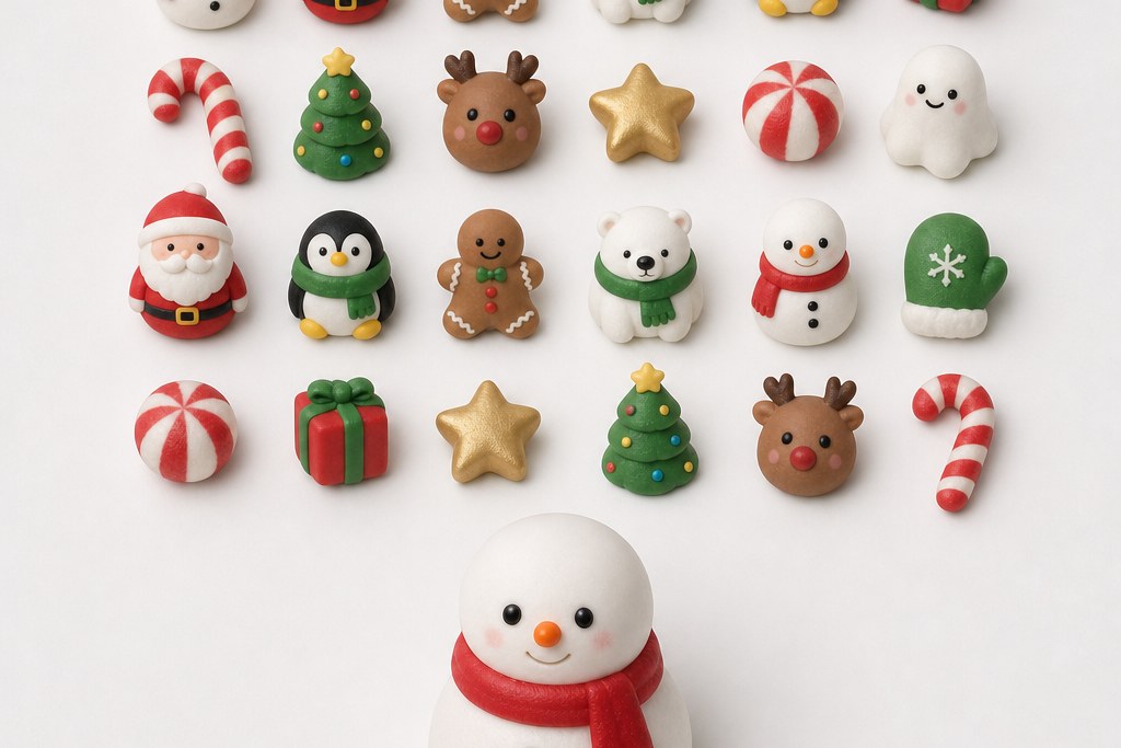 All twenty-four squishies laid out in a grid