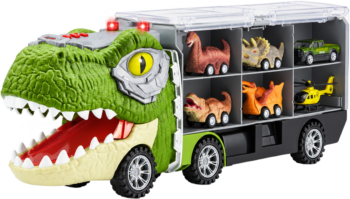 RoarHaul T-Rex Truck with its dinosaur cars