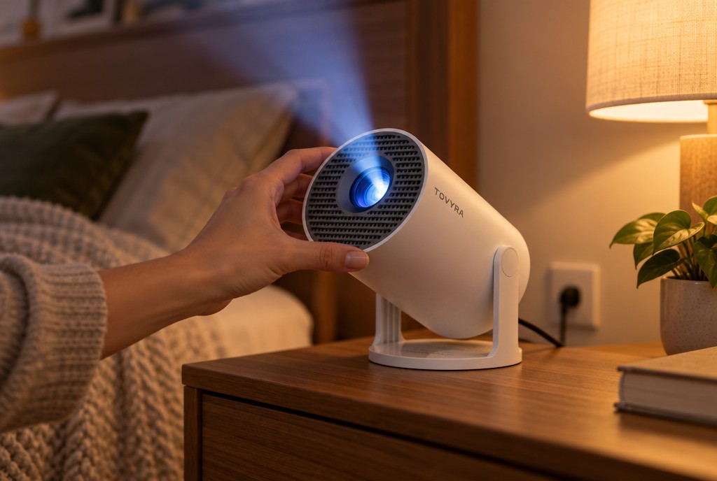 Plugging in the Tovyra Mini projector